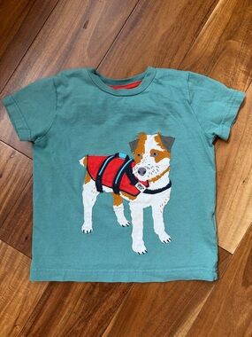 Boden Teal Short-Sleeve Dog Graphic Tee with Red Life Vest